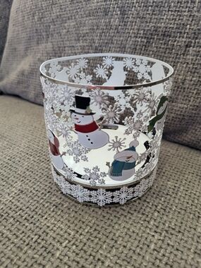 Bath & Body Works Silver Snowflake & Snowman Votive Holder